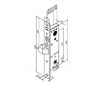 Врезной замок Abloy LC303 Fe/ZN под алюминиевый профиль