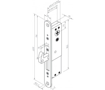 Врезной замок Abloy LC307 Fe/ZL с крюкообразным ригелем